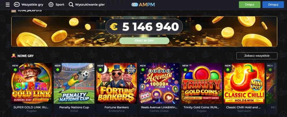 AMPM Casino – 150% do 1000 PLN + 45 free spinów bez depozytu, bonus powitalny dla graczy z Polski